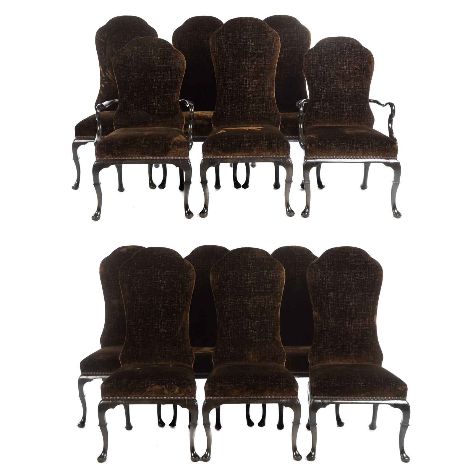 Appraisal: SET OF QUEEN ANNE STYLE WALNUT DINING CHAIRS th century