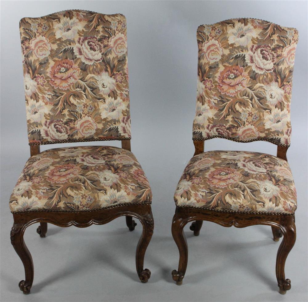 Appraisal: TWO FLORAL UPHOLSTERED FRENCH PROVINCIAL STYLE SIDE CHAIRS of different