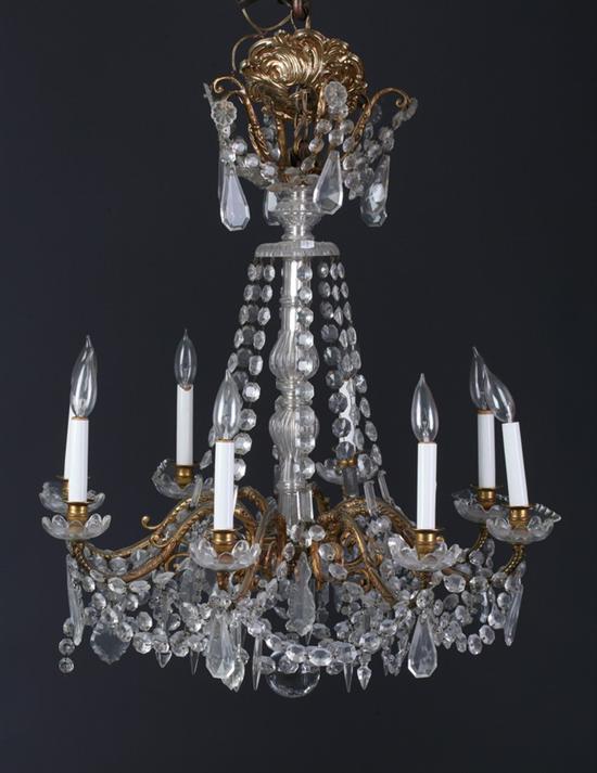 Appraisal: CONTINENTAL CRYSTAL EIGHT-LIGHT CHANDELIER early th century with Baccarat crystal