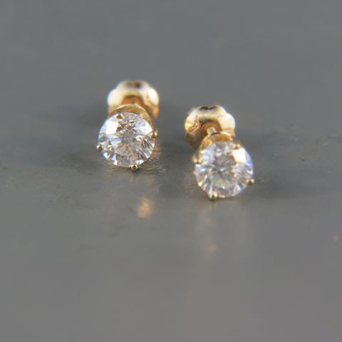 Appraisal: Diamond Stud Earrings carat total k yellow gold with appraisal