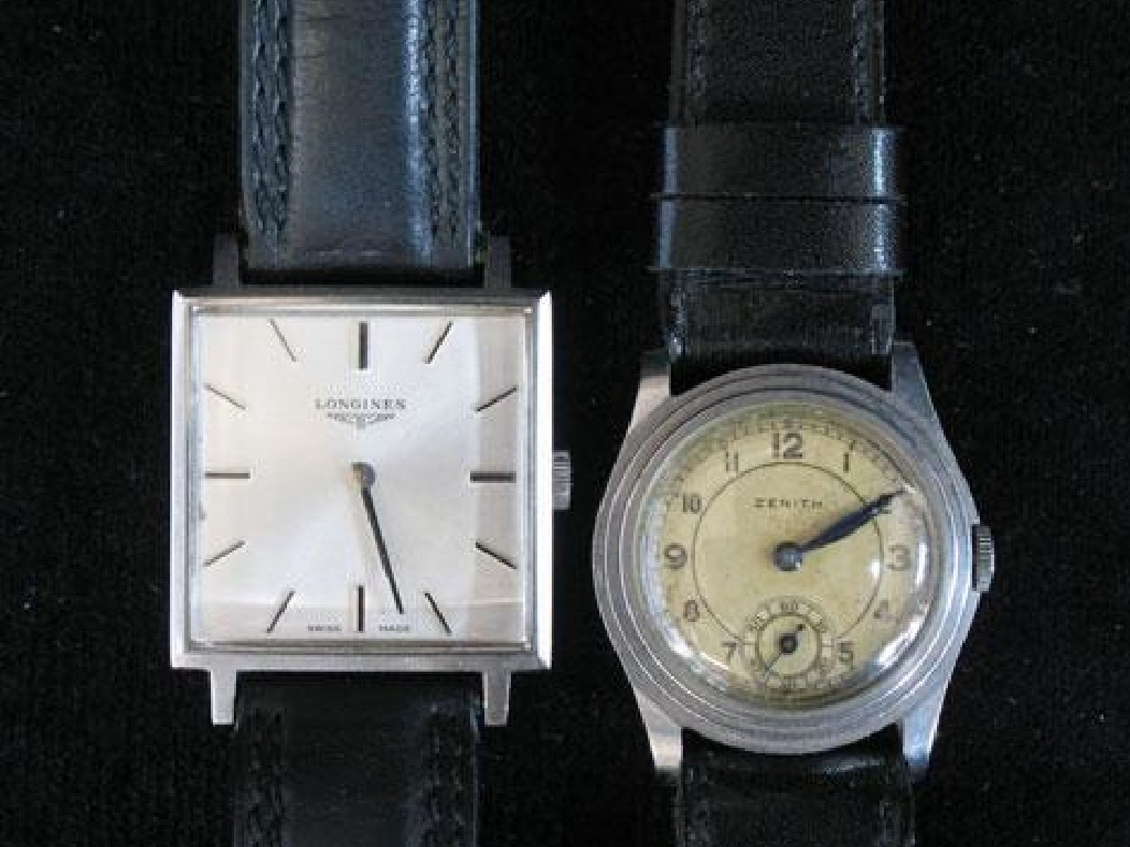 Appraisal: AN ART DECO STYLE LONGINES GENTLEMANS WRISTWATCH the square silvered