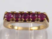 Appraisal: A carat gold five stone ruby ring size N gms