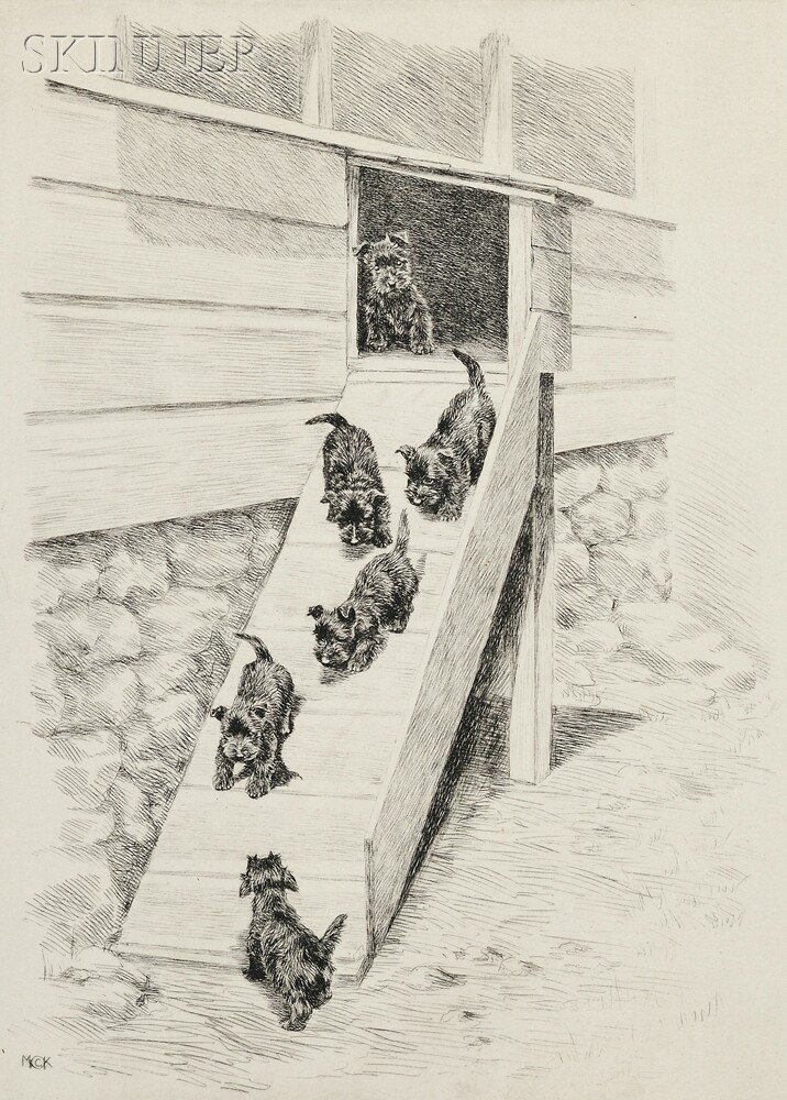 Appraisal: Marguerite Kirmse American - Two Scenes with Puppies Gangway and