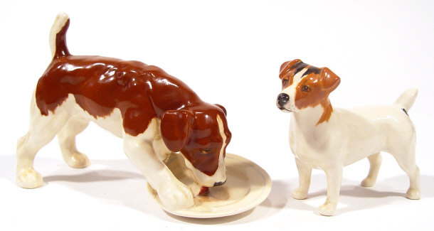 Appraisal: Two Beswick dogs - a brown painted dog drinking from