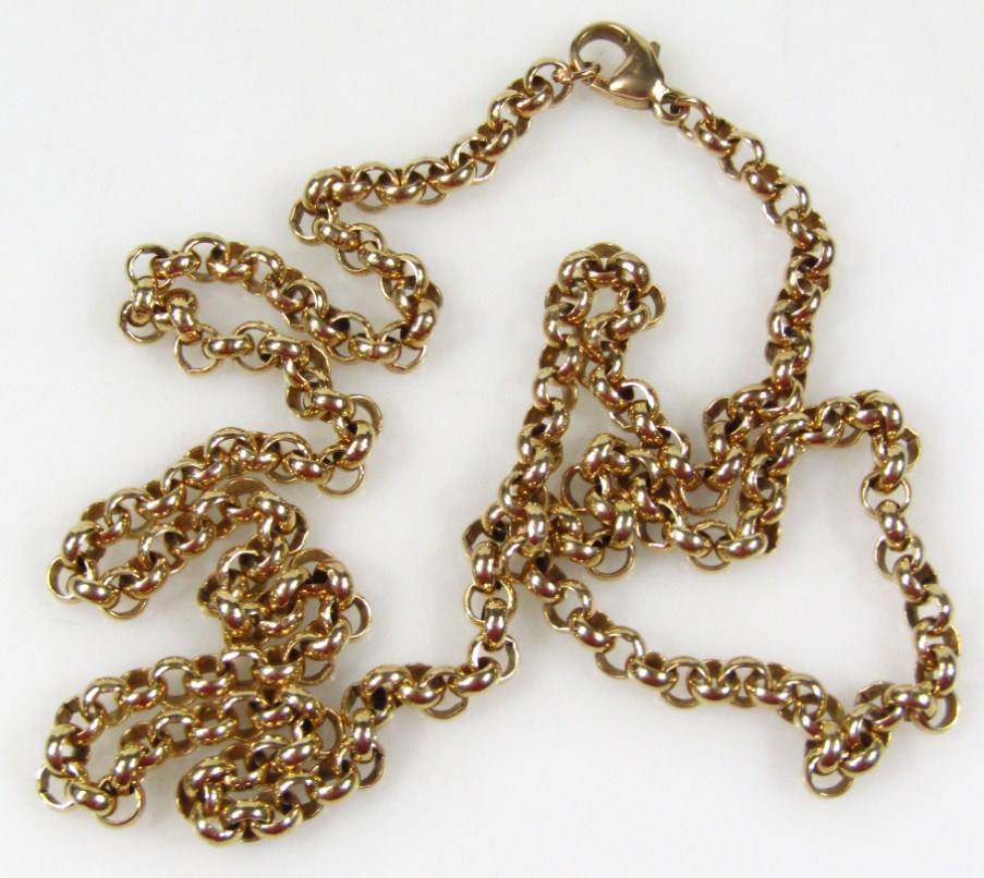 Appraisal: A heavy belcher link necklace yellow metal marked plain clasp