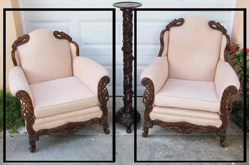 Appraisal: PAIR OF 's FRENCH STYLE CARVED PARLOR CHAIRS Ornately carved