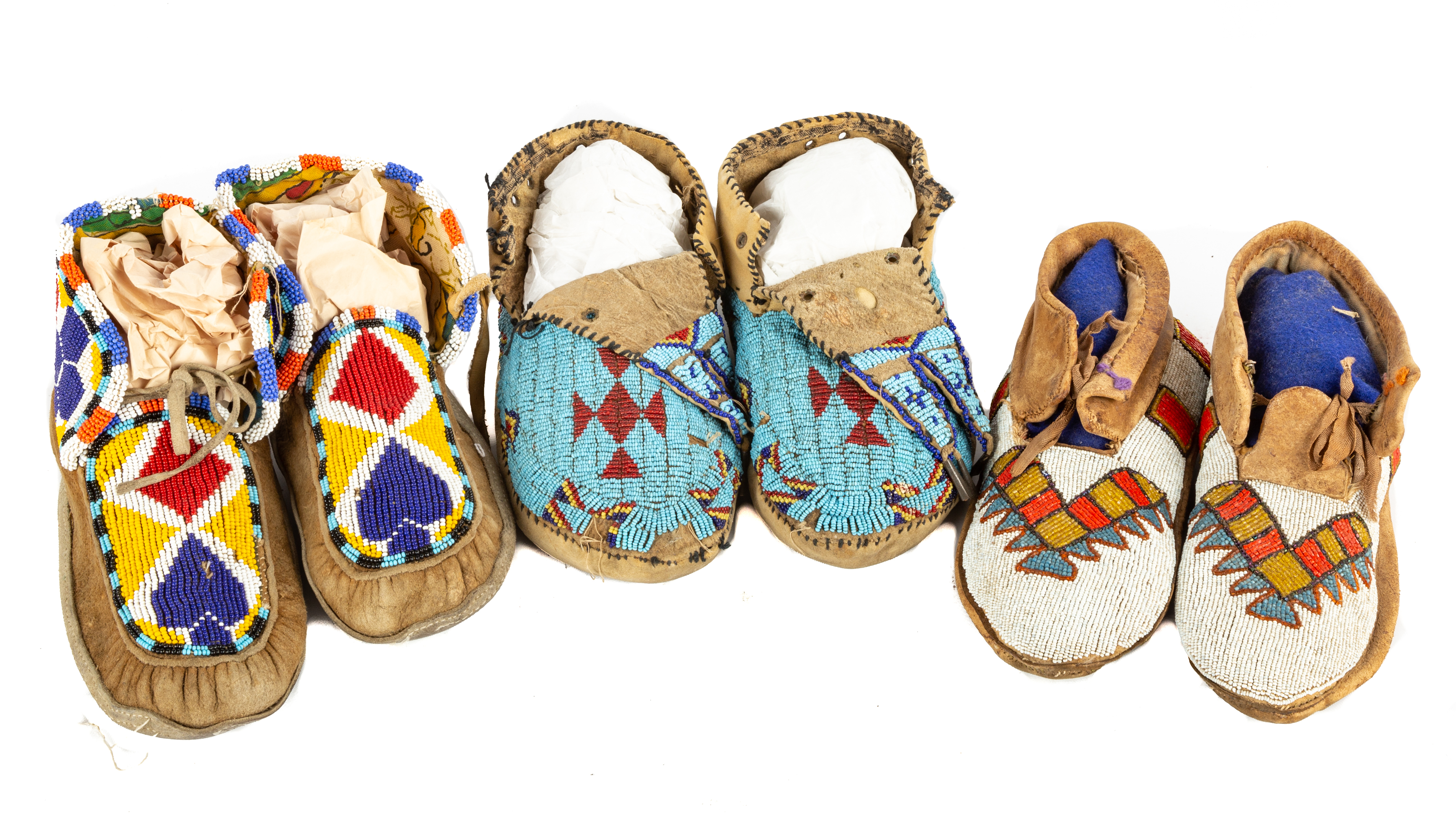 Appraisal: PAIR OF NATIVE AMERICAN BEADED MOCCASINS Pair of Native American