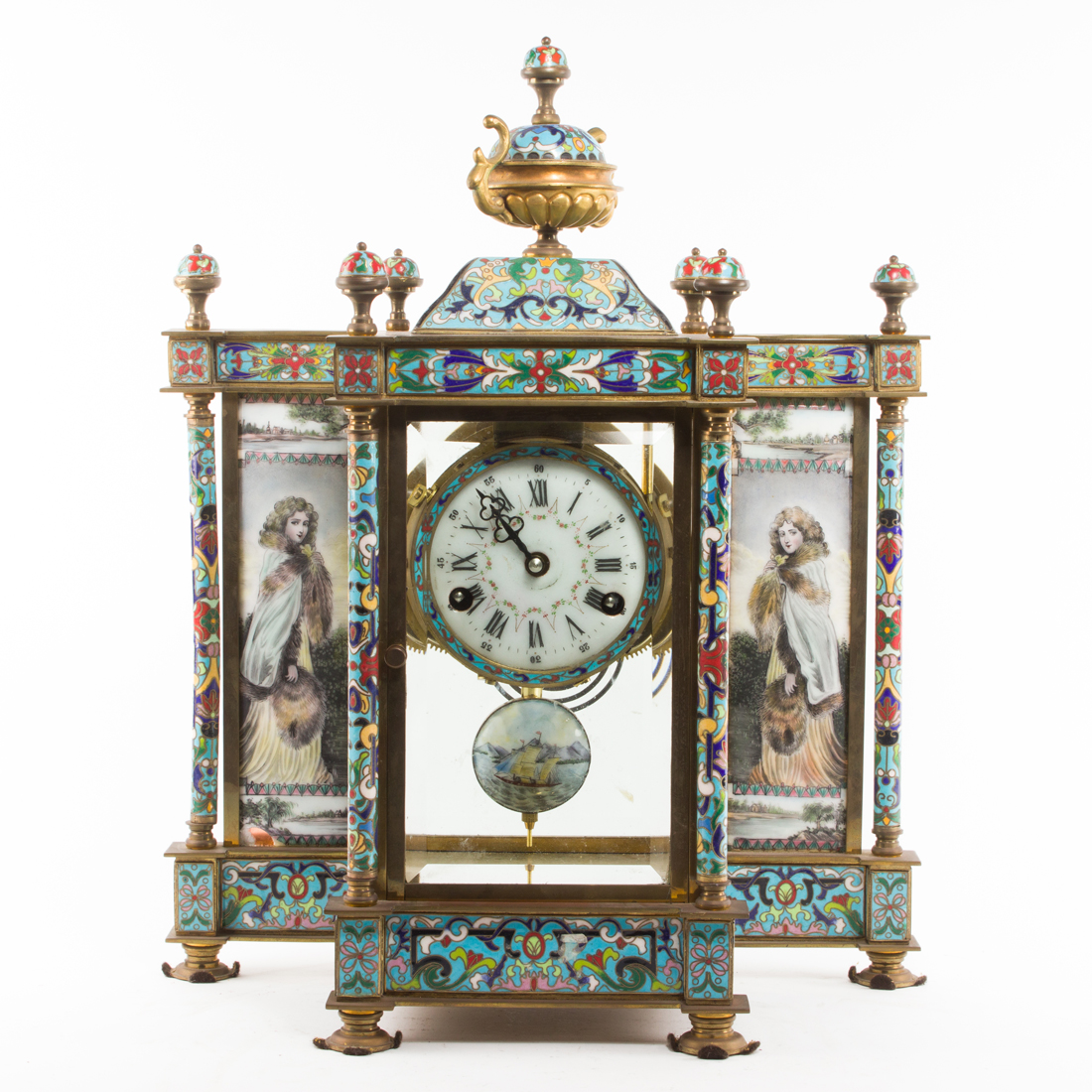 Appraisal: CHINESE EXPORT CLOISONNE ENAMEL CLOCK Chinese export cloisonne enamel clock