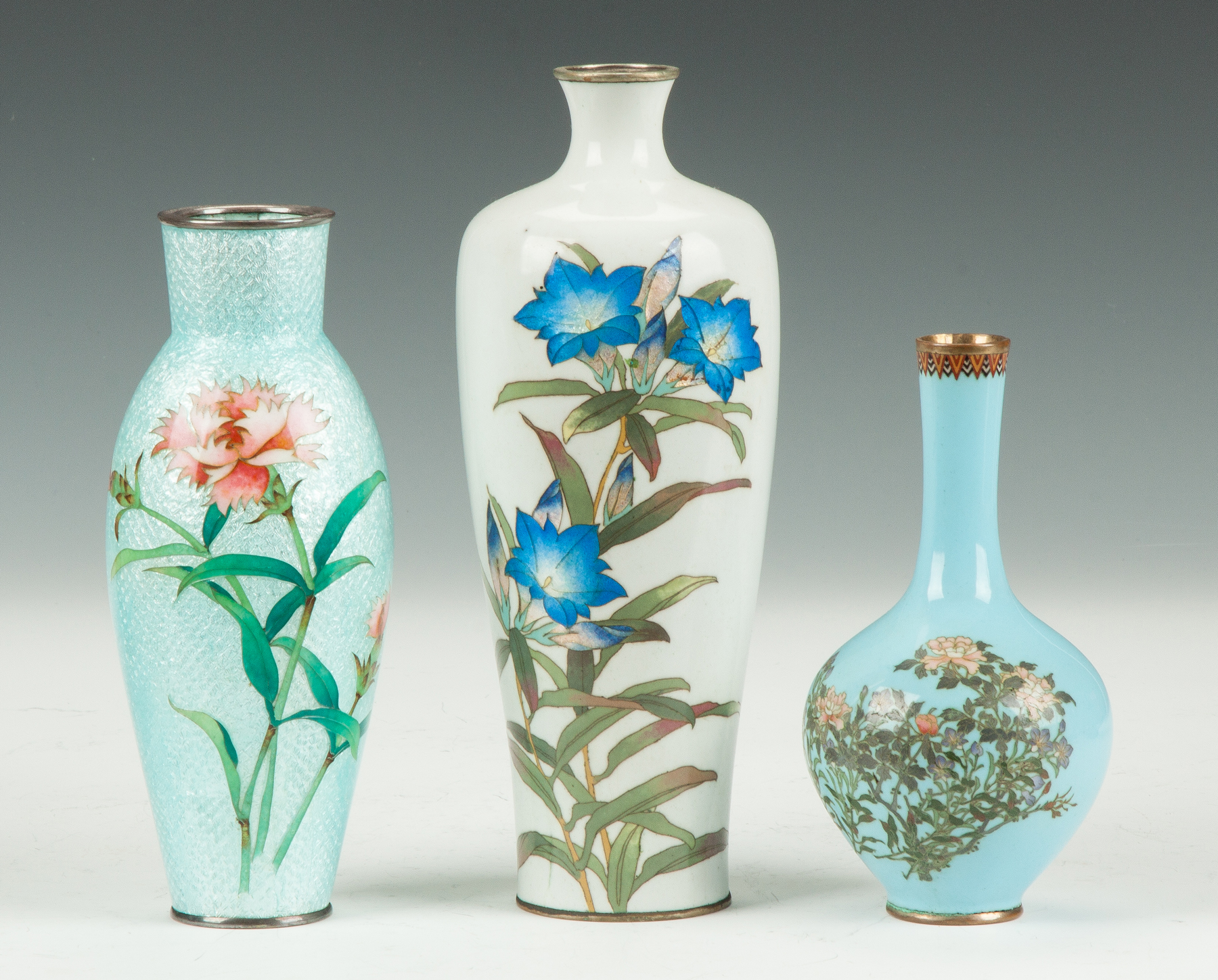 Appraisal: Three Japanese Cloisonn Vases C Two are signed