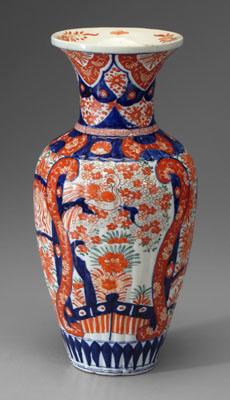 Appraisal: Japanese imari vase molded reeded body lappet neck panels of