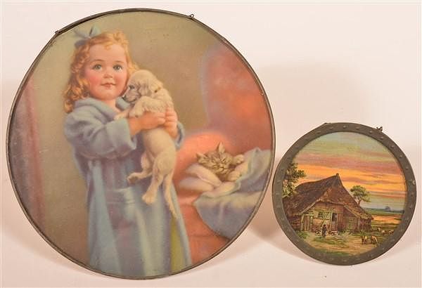 Appraisal: Two vintage Flue Covers Two vintage Flue Covers Girl holding