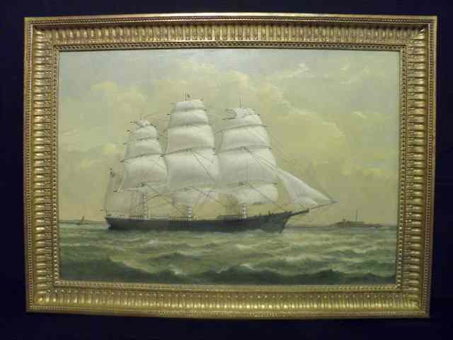 Appraisal: Oil on canvas painting of a clipper ship by Richard