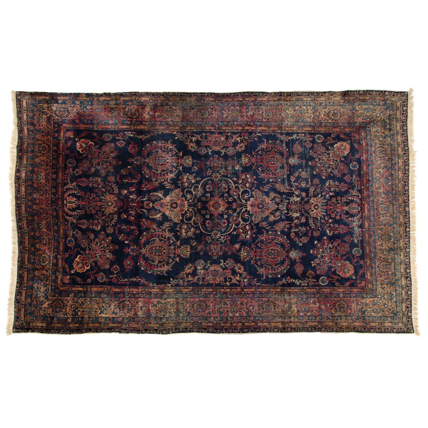 Appraisal: Semi Antique Sarouk Carpet dark blue field with central floral