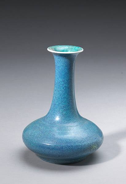 Appraisal: A 'robin-egg' blue glazed porcelain stick neck vase Late Qing