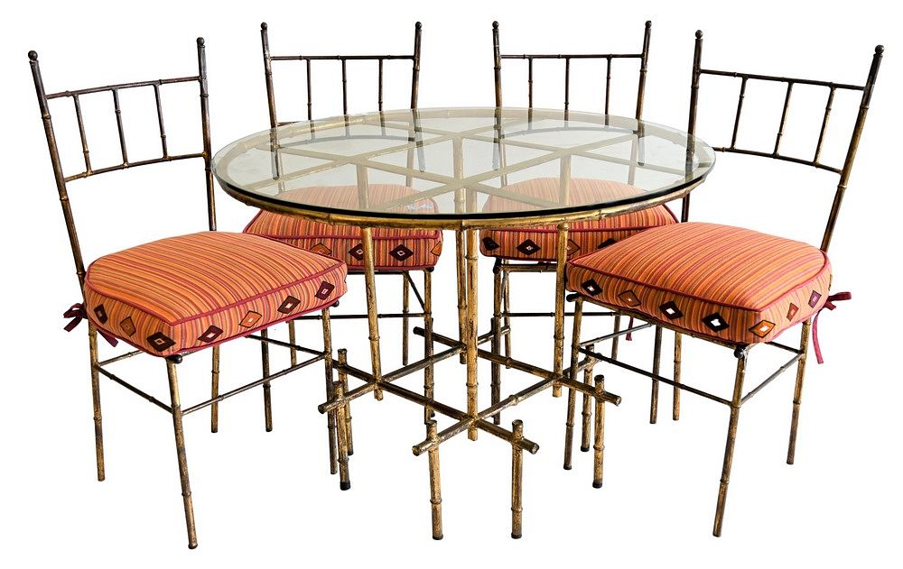 Appraisal: Five Piece Faux Bamboo Bistro Patio Set to include four