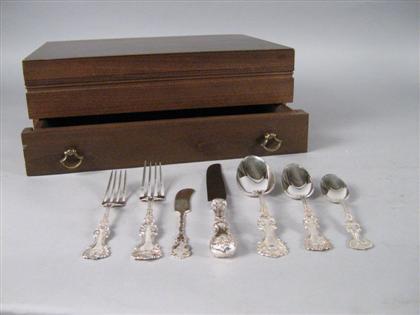 Appraisal: Whiting 'Pompadour' pattern sterling silver flatware service Comprising dinner forks