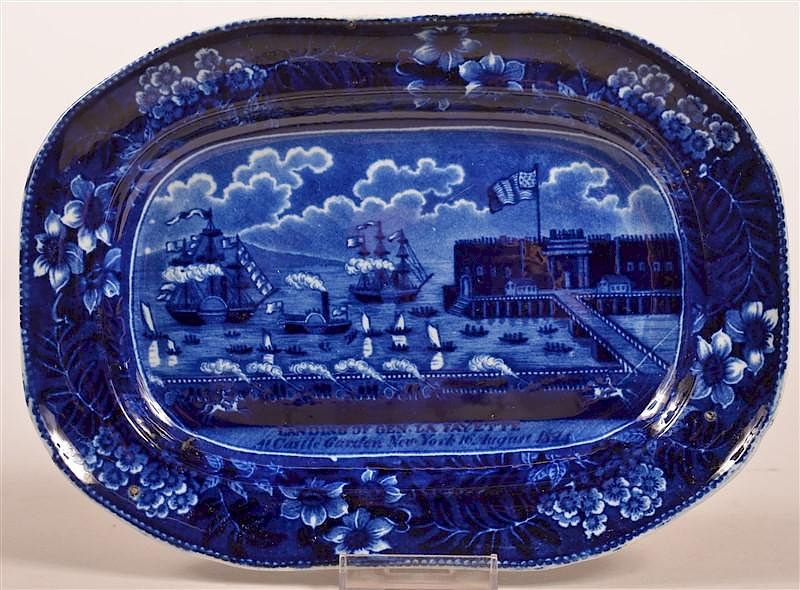 Appraisal: Historical Landing of Lafayette Small Platter Historical Staffordshire Blue Transfer