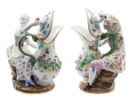 Appraisal: Sale Lot Two Meissen Porcelain Figural Creamers each in the