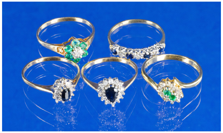 Appraisal: Collection Of Five ct Gold Diamond And Gem Set Rings