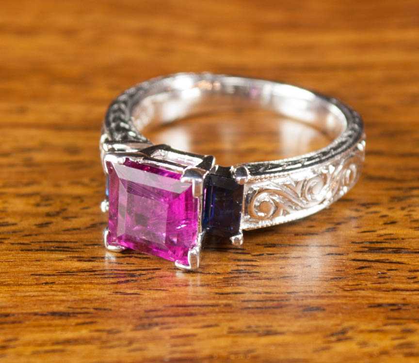 Appraisal: PINK TOURMALINE SAPPHIRE AND WHITE GOLD RING The K white