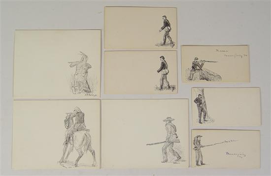 Appraisal: Pen Ink Sketches of Civil War Era Soldiers Circa -