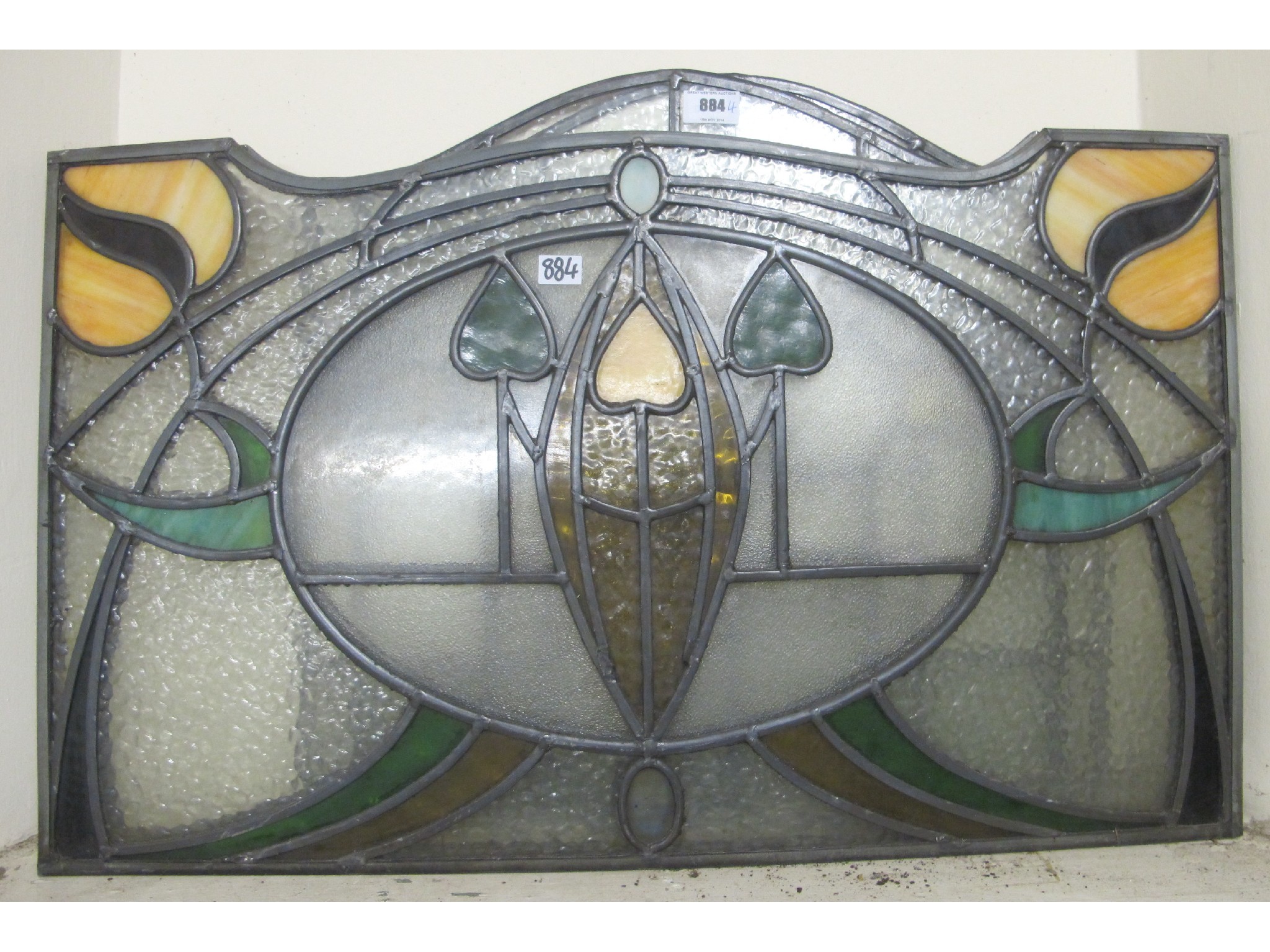 Appraisal: Pair of Art Nouveau stained leaded glass panels with two