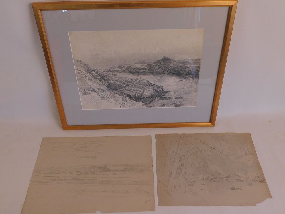 Appraisal: DRAWINGS BY WT RICHARDS Lot of antique pencil drawings one