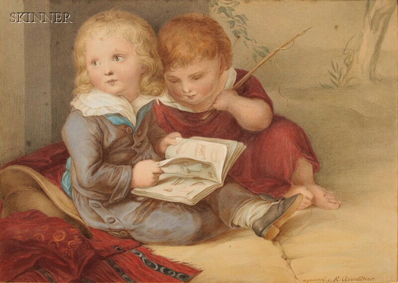 Appraisal: Rudolph Geudtner German - Two Children with a Picture Book