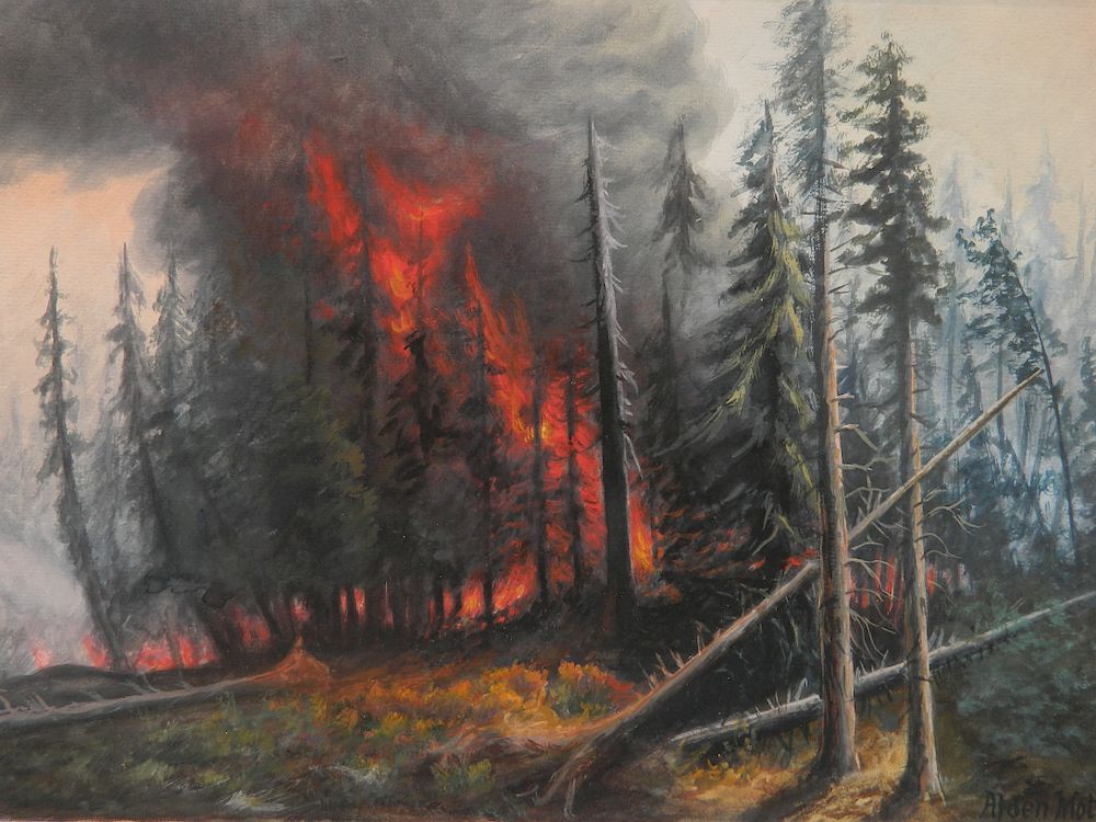 Appraisal: Alden Mote watercolor Alden Mote American - - Forest Fire-