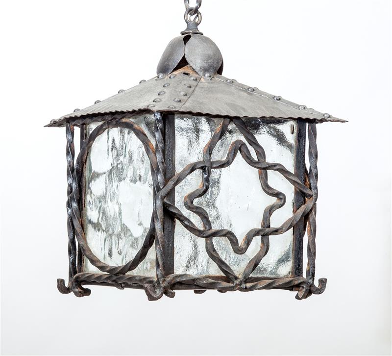 Appraisal: Lantern Continental Mid- th Century Wrought iron glass x x