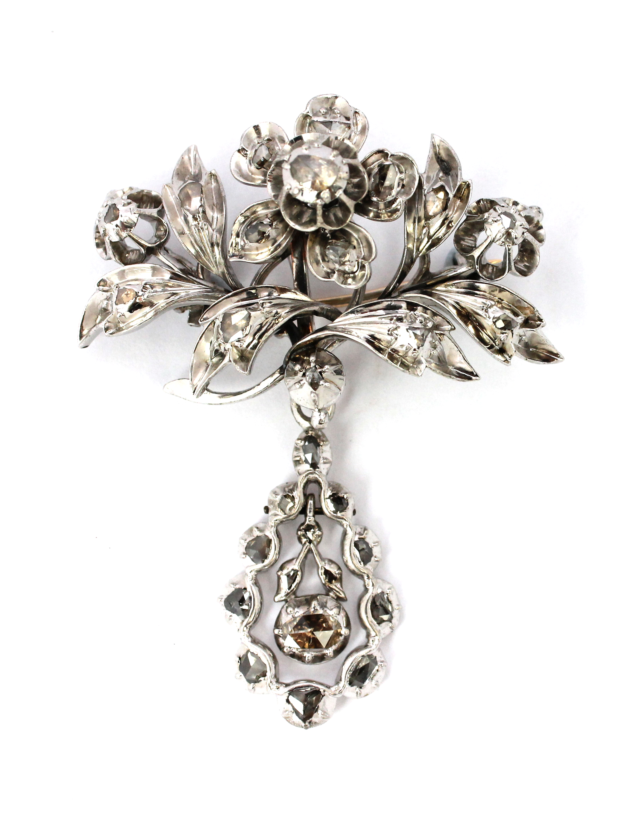 Appraisal: A rose diamond set brooch designed as a floral and