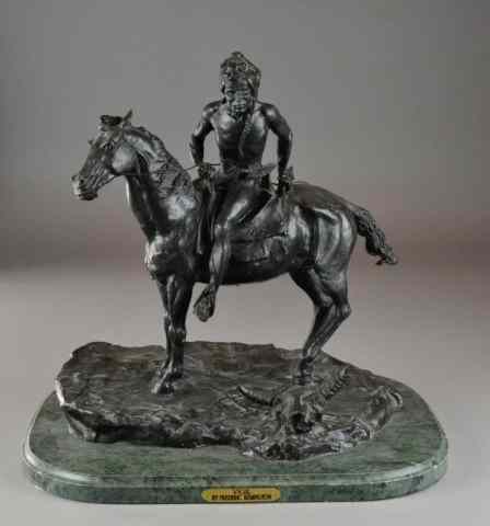 Appraisal: Frederick Remington Bronze StatueAfter Frederick Remington - representing a native