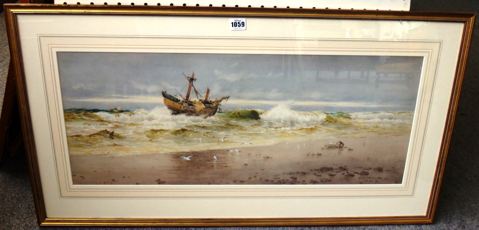 Appraisal: Arthur William Head - Wreck on the shore watercolour signed