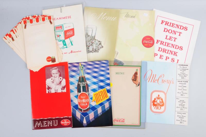 Appraisal: Lot Of Assorted Coca -Cola Menu Sheets And Covers s