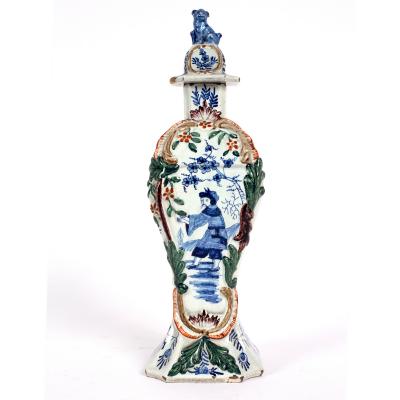 Appraisal: A Dutch Delft polychrome vase circa painted a Chinaman the