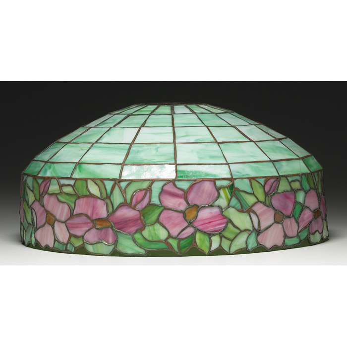 Appraisal: Wilkinson lamp shade leaded glass with a pink floral design