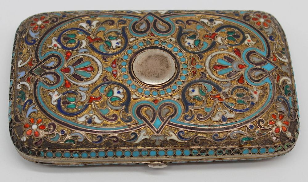 Appraisal: SILVER Russian Enameled Silver Cigarette Case th century Russian gilt