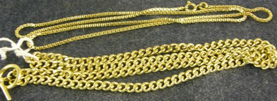 Appraisal: A GOLD CURB LINK NECKLACE and another necklace