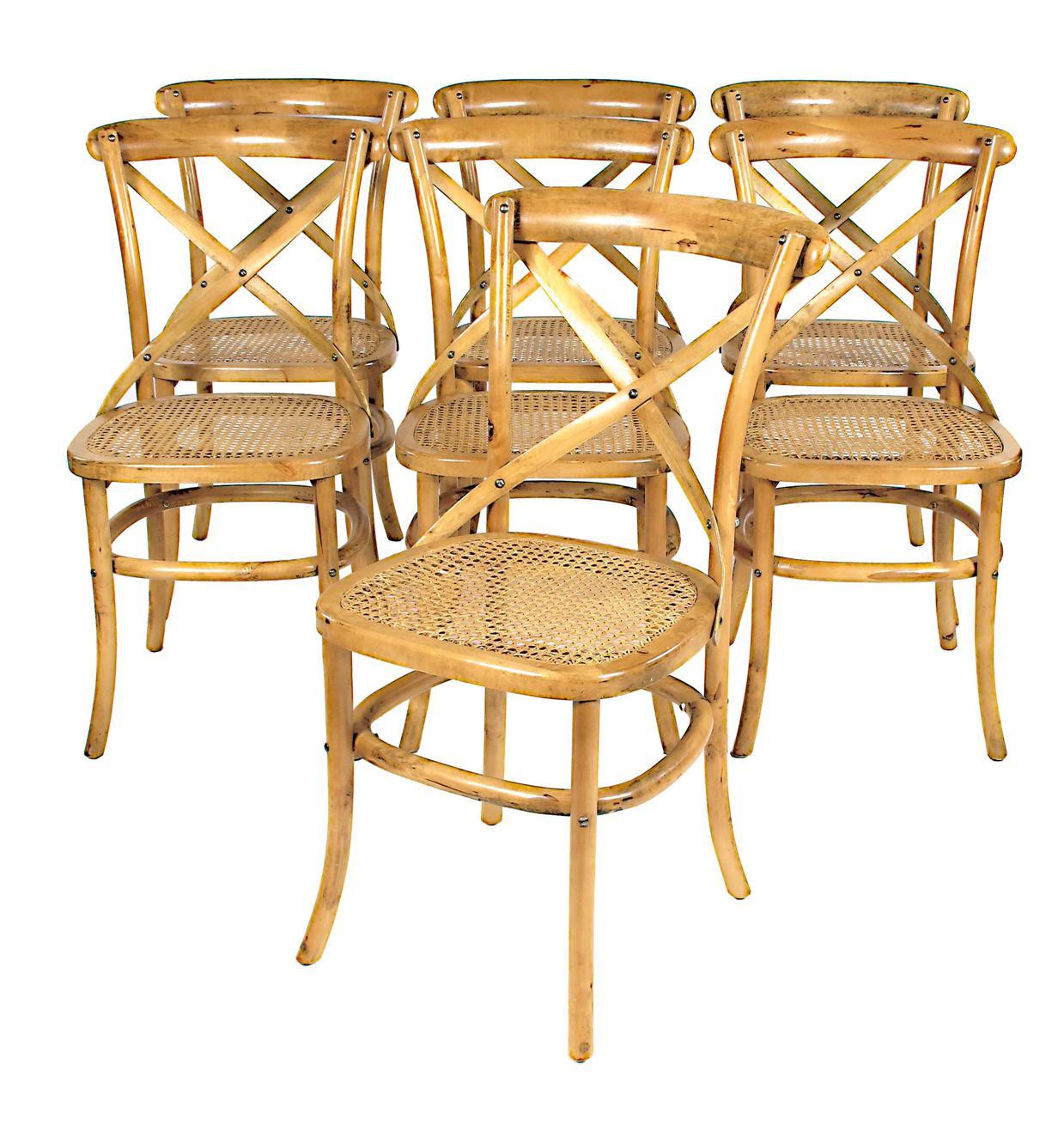 Appraisal: A set of seven continental bentwood dining chairs