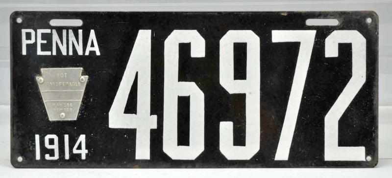 Appraisal: Pennsylvania Porcelain Auto License Plate Super condition with only two