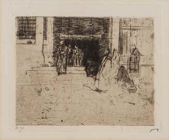 Appraisal: Bauer Marius Leaving the Mosque etching with drypoint signed in