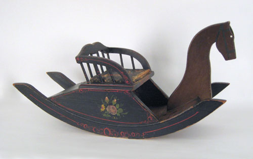 Appraisal: Painted rocking horse th c retaining its original black surface