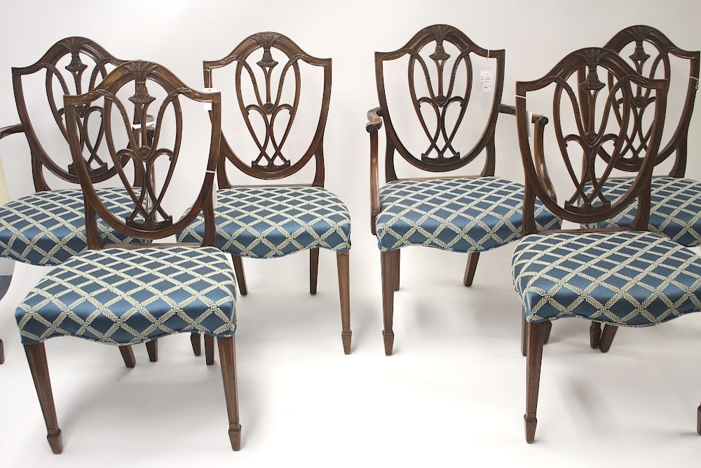 Appraisal: Set of George III Mahogany Shieldback Chairs Includes two arm