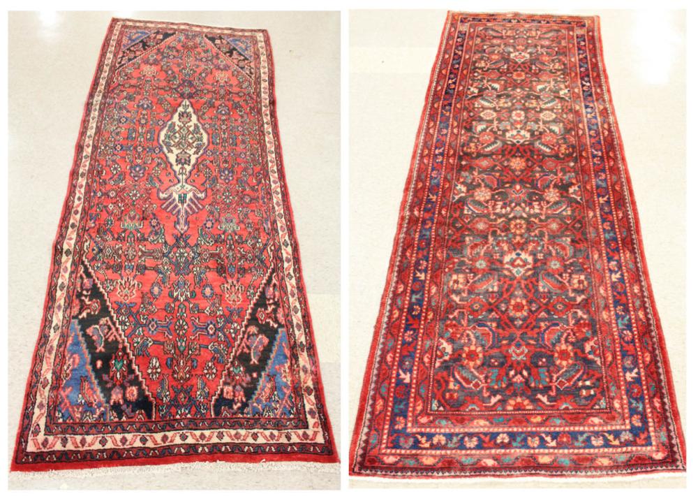 Appraisal: TWO HAND KNOTTED PERSIAN AREA RUGS central medallion and Herati