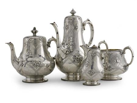 Appraisal: A Victorian four piece tea and coffee service E J