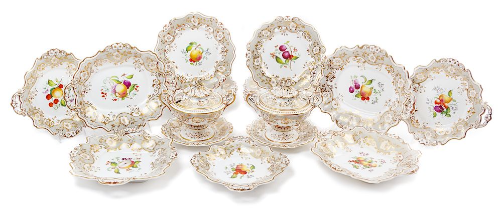 Appraisal: An English Porcelain Dessert Service Width of widest inches An