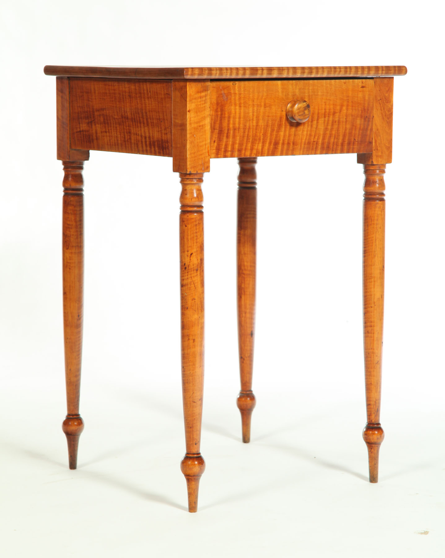 Appraisal: SHERATON ONE-DRAWER STAND American st half- th century curly maple