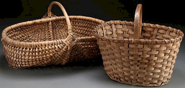 Appraisal: A PAIR OF WOVEN BASKETS TH CENTURY A PAIR OF