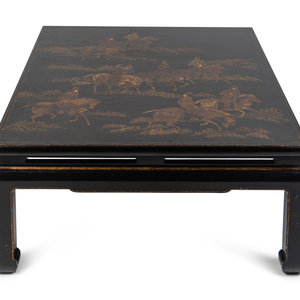 Appraisal: A Chinese Gilt-Decorated Black Lacquer Low Table TH CENTURY the