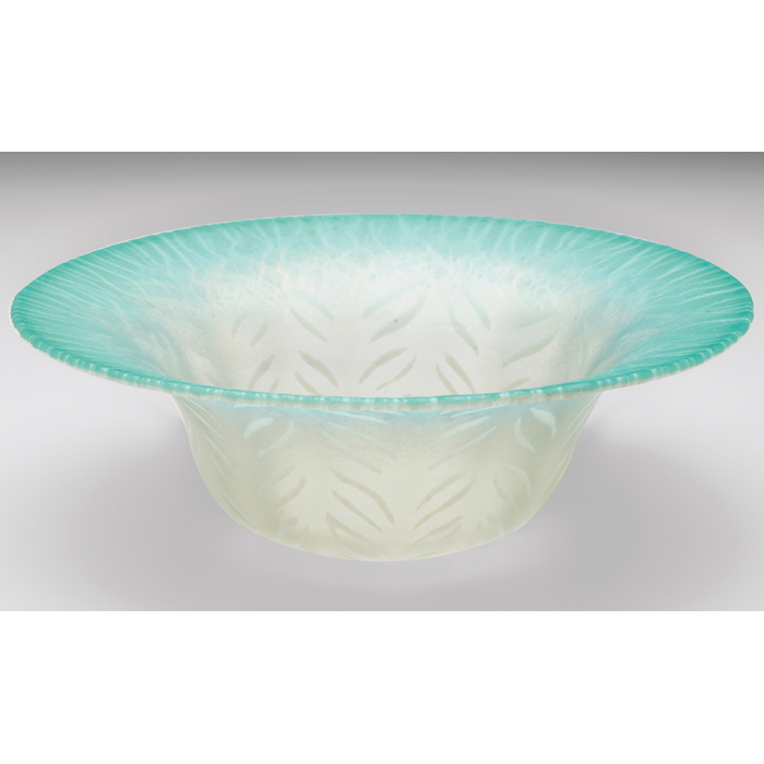 Appraisal: L C Tiffany bowl frosted and turquoise favrile glass with